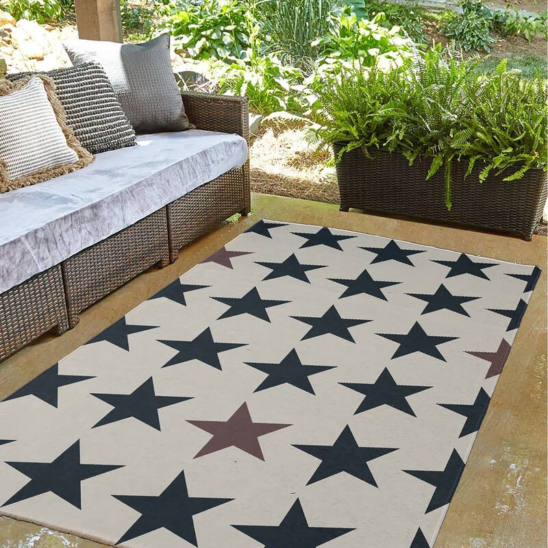 Stars with Blue and Red Americana Chenille Area Rug