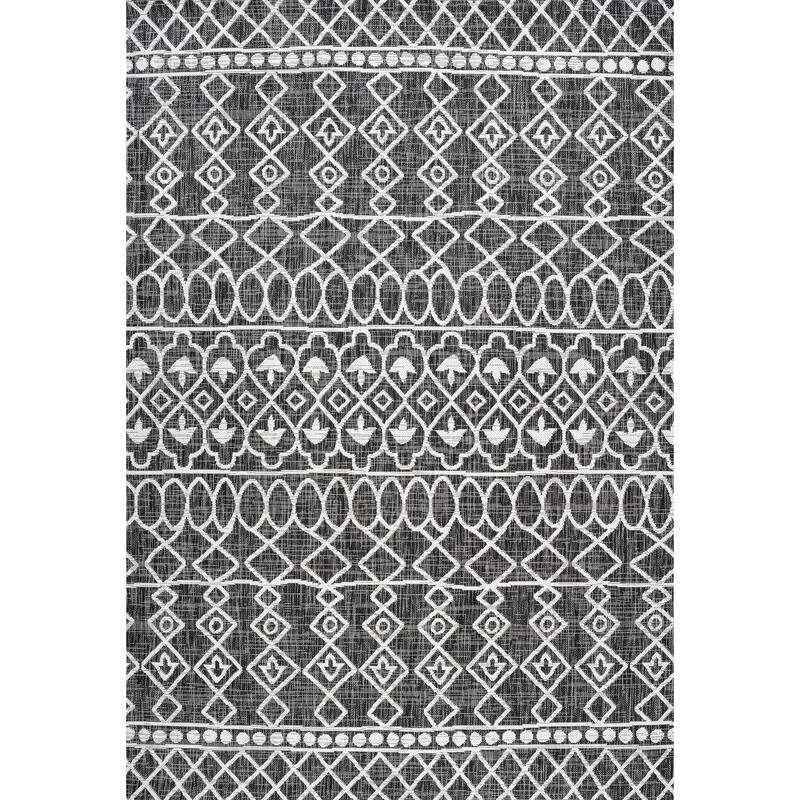 JONATHAN Y Nokat Tribal Bohemian Indoor/Outdoor Area Rug - 3 X 5 - Black/Ivory