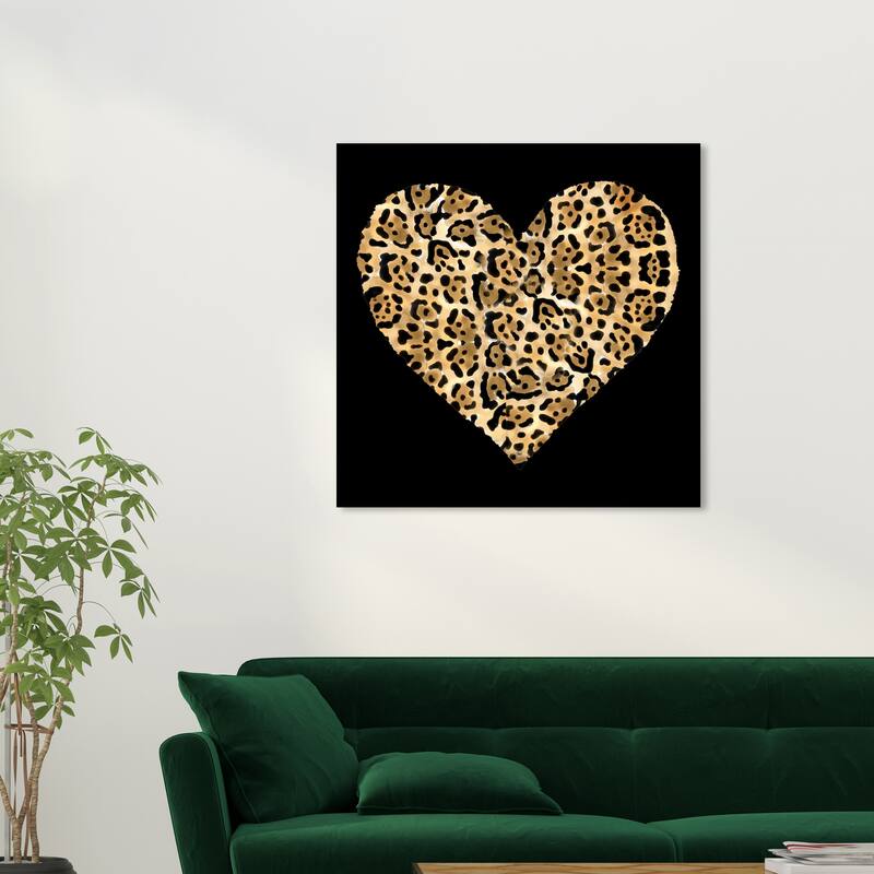 Wynwood Studio Canvas Fashion and Glam Heart Cheetah Print Gold and Metallic Gold Glam Wall Art Canvas Print - 30 x 30