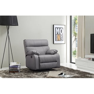 Grey Oversized PU Leather Upholstered Rocker Recliner - Bed Bath ...