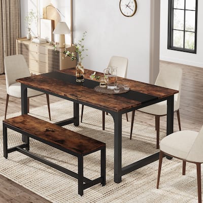 63 Inches Industrial Kitchen Dining Table - 63" L x 31.5" W x 29.13" H