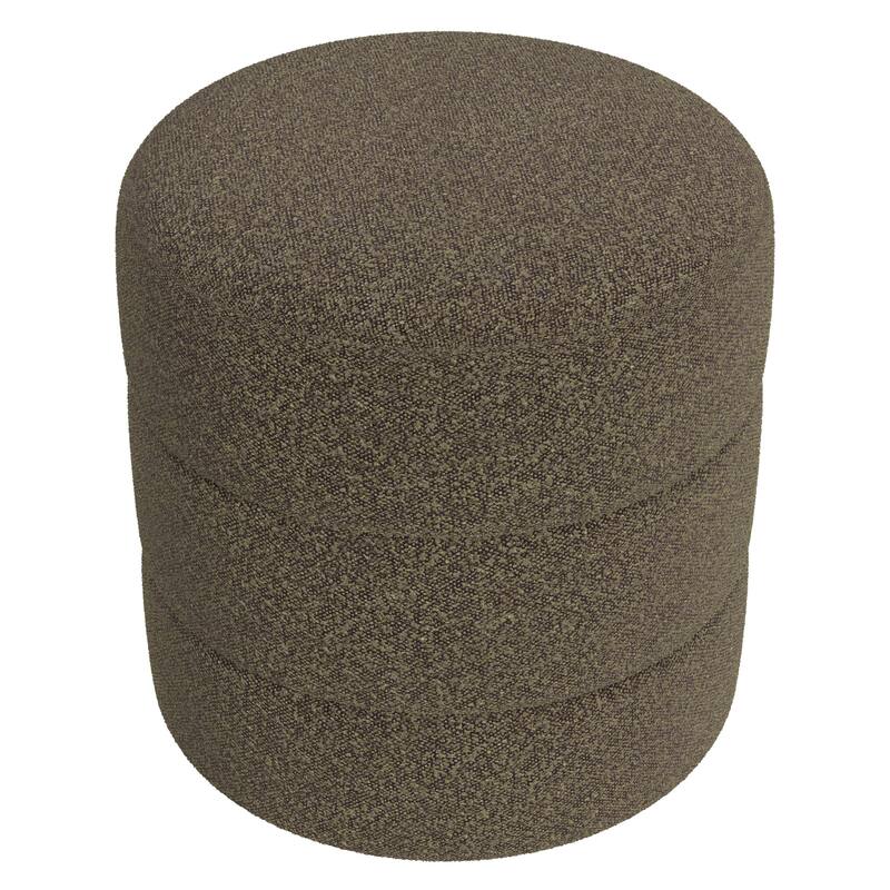 Sem 18 Inch Dark Brown Channel-Stitched Boucle Round Accent Ottoman