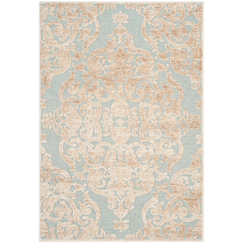 SAFAVIEH Paradise Agnela Modern Viscose Rug - 4' x 5'7" - Stone/Aqua