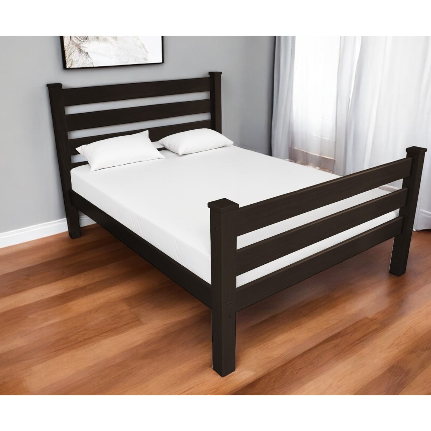 HomeRoots Brown Solid Wood Queen Bed Frame
