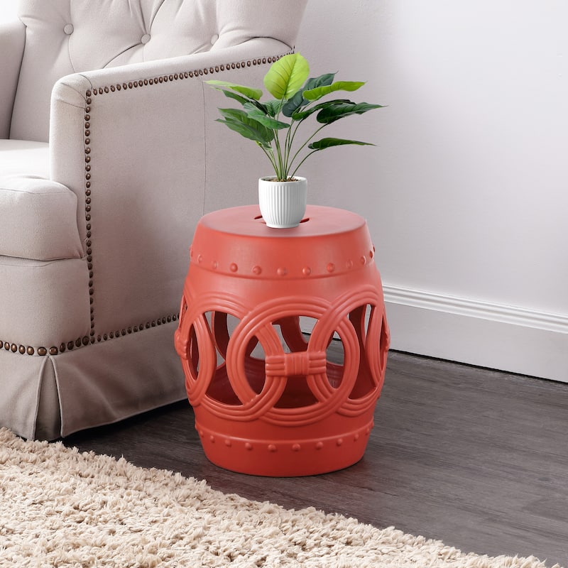 Lucky Coins 16" Chinese Ceramic Drum Garden Stool