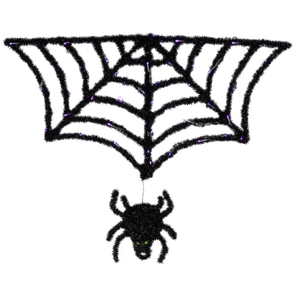 slide 2 of 6, Lighted Spider and Web Halloween Decoration - 36" - Black - Purple LED Lights
