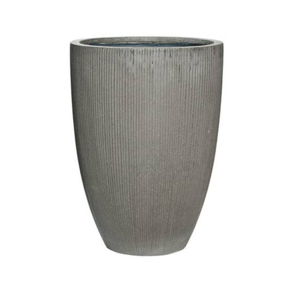slide 1 of 1, Pottery Pots 21.65"H Large Round Ficonstone Indoor Outdoor Vertically Ridged Ben Planter Dark Grey (vertically ridged)
