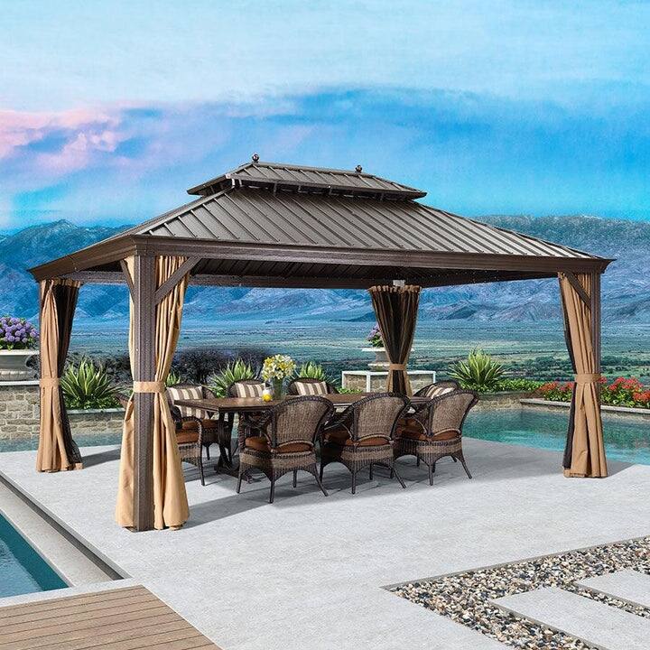 PURPLE LEAF Outdoor Gazebo Aluminum Frame Galvanized Steel Hardtop Gazebo