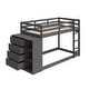 preview thumbnail 9 of 7, Gray Twin over Twin Size Solid Wood Bunk Bed with Ladder, Cabinet and Fence for Kids, Boys and Girls, Bedroom
