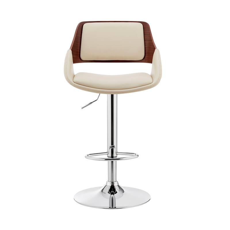 25" Comfortable Adjustable Height Faux Leather Bar Stool with Arms and Swivel Base for Kitchen Use - 43”H x 21”W x 20”D