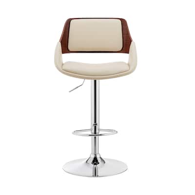 25" Comfortable Adjustable Height Faux Leather Bar Stool with Arms and Swivel Base for Kitchen Use - 43”H x 21”W x 20”D