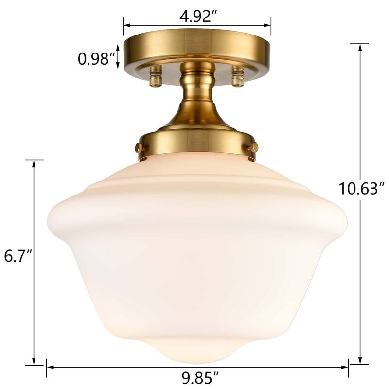 Kavala Schoolhouse Ceiling Light Fixture with Milk Glass Shade