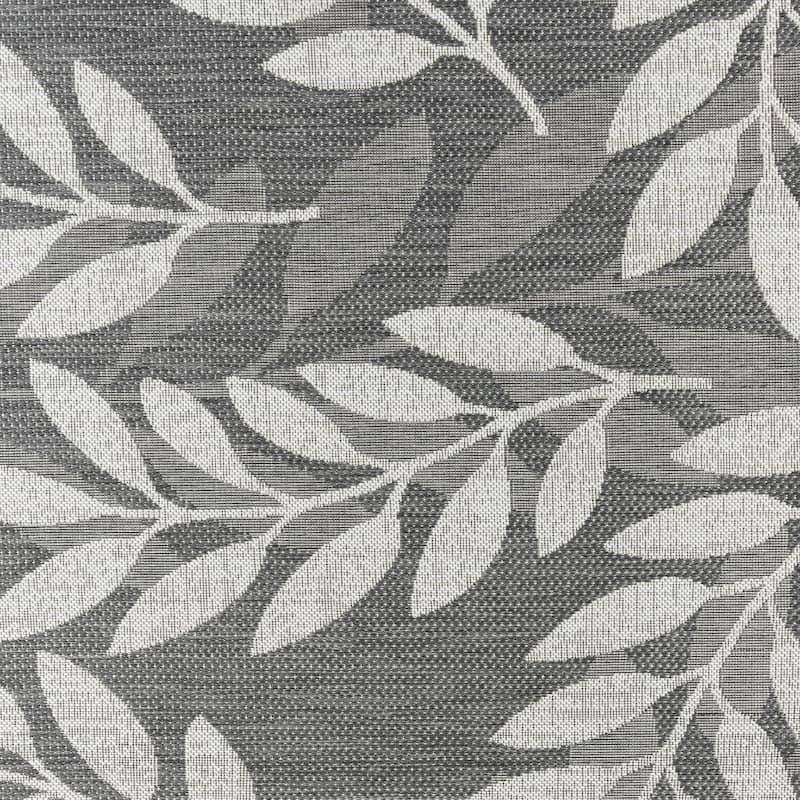 Gertmenian Paseo Faiza Dark Grey Casual Leaf Flatweave Indoor/ Outdoor Area Rug