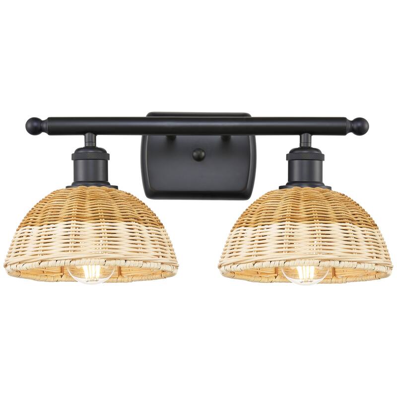 Innovations Lighting 516-2W-8-18 Bristol Natural II Vanity Bristol - Matte Black / Natural