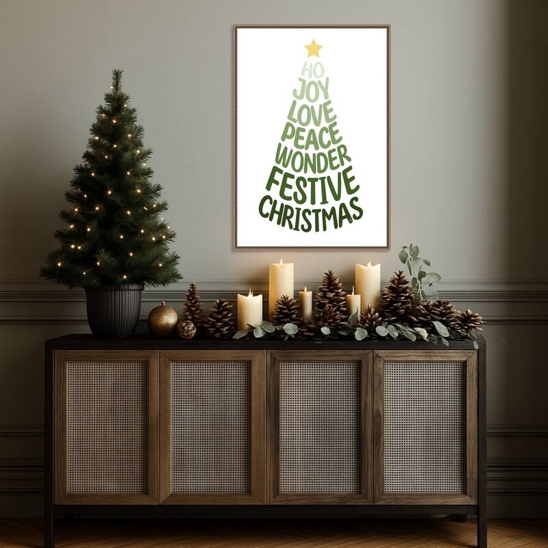 Stylized Christmas Tree by Martina Framed Canvas Wall Art Print