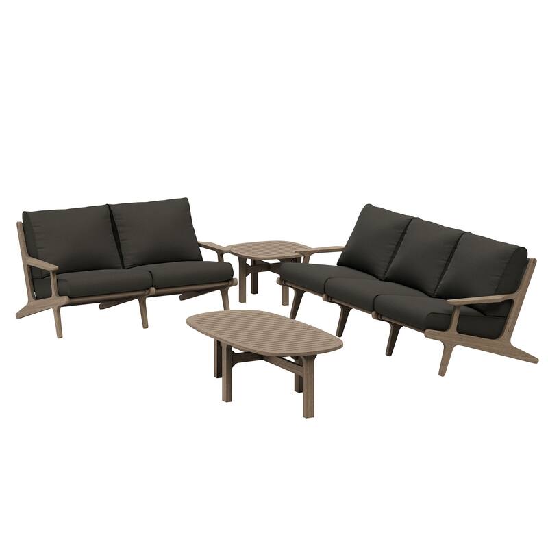 Saratoga 4-Piece Outdoor Patio Teak Wood Furniture Set