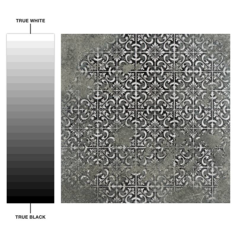 Merola Tile Antigua Deco Graphite 13" x 13" Porcelain Floor and Wall Tile