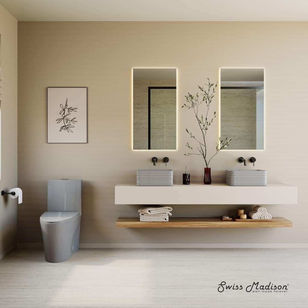 St. Tropez One-Piece Elongated Toilet Vortex Dual-Flush 1.1/1.6 Gpf In Glossy Grey - 26.5" x 16.0" x 31.0"
