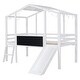 preview thumbnail 11 of 30, Twin Size Loft Bed with Ladder and Slide, House Bed with Blackboard and Light Strip