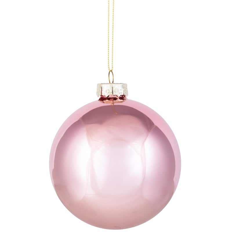 2-Finish Glass Christmas Ball Ornaments - 4" (100mm) - Rose Gold - 4ct