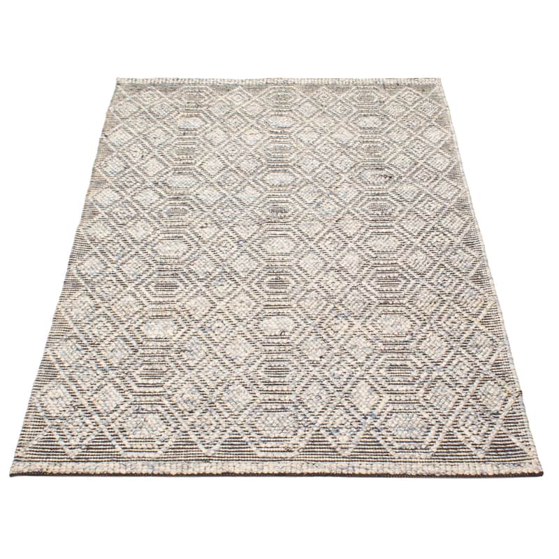 ECARPETGALLERY Braid weave Sienna Navy Wool Rug - 5'1 x 7'11