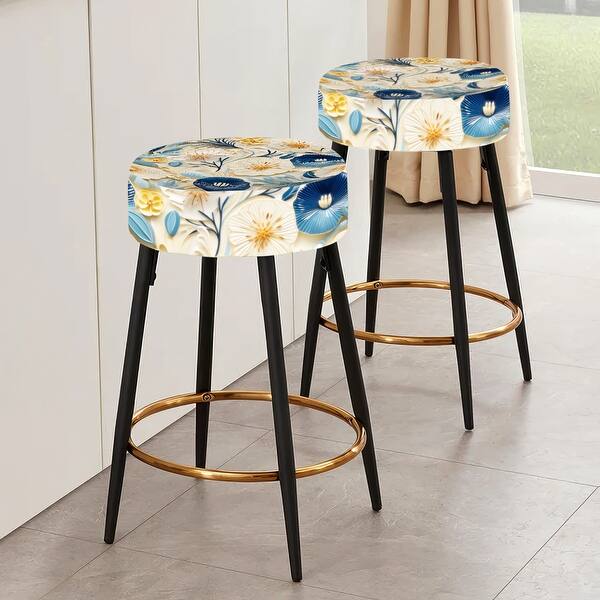 Blue And White Coastal Retreat Seashells IV - Upholstered Floral Bar ...