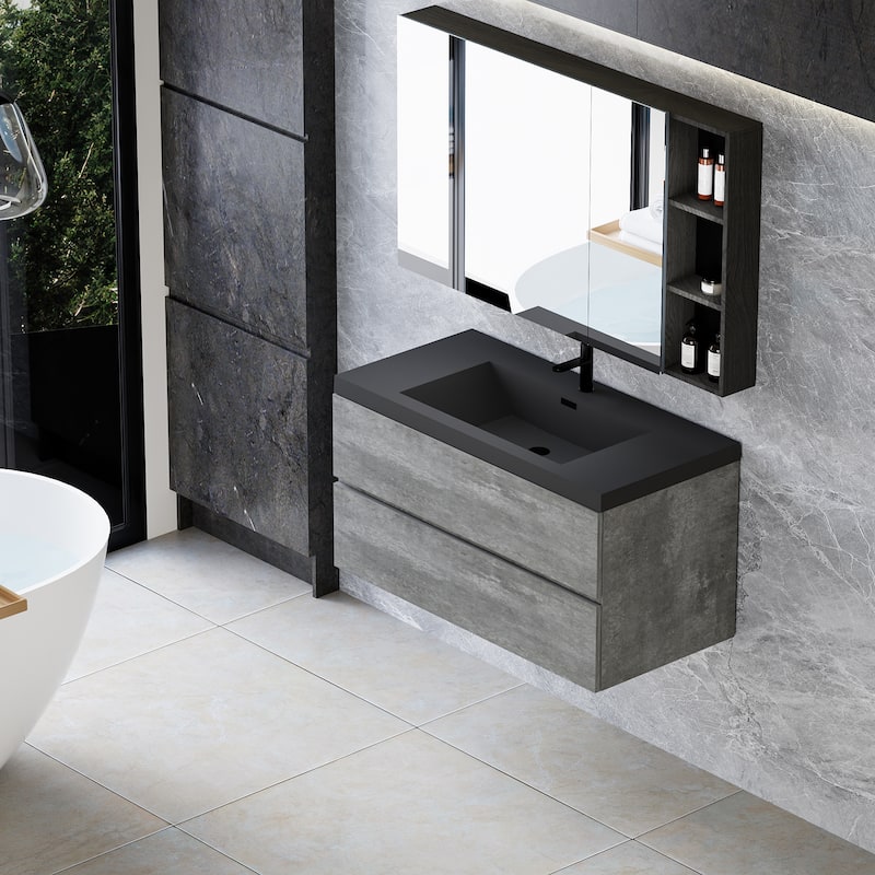 42"Floating Bathroom Vanity with Sink,Modern Wall-Mounted Bathroom Storage Vanity Cabinet with Soft Close Drawers