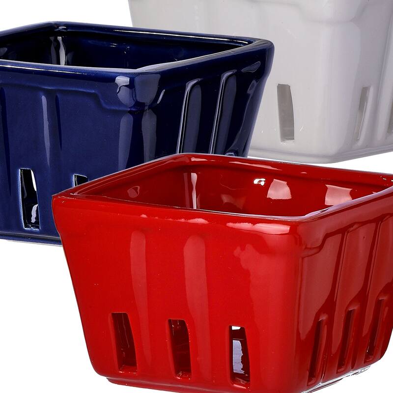 4" Ceramic American Spirit Quart Basket Set of 3