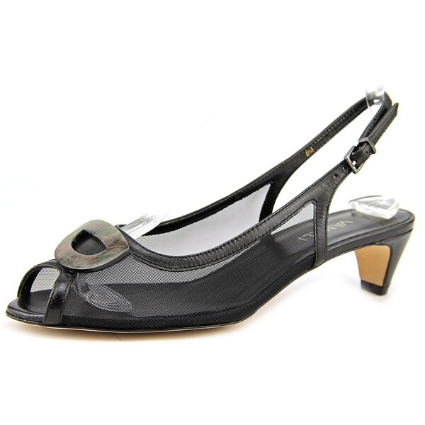 Vaneli Bowl Women Open-Toe Leather Black Slingback Heel