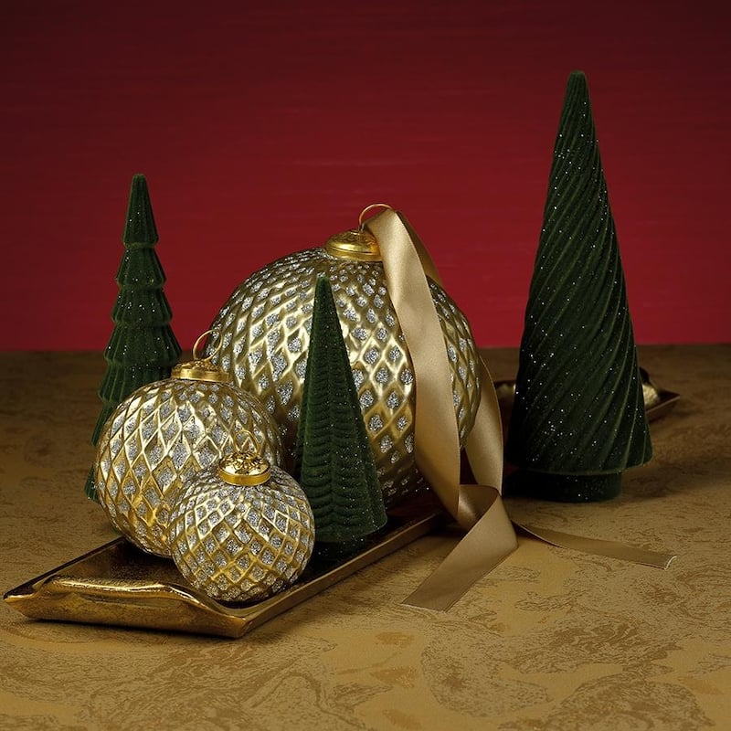 6" Beehive Glass Ball Ornaments, Set of 2