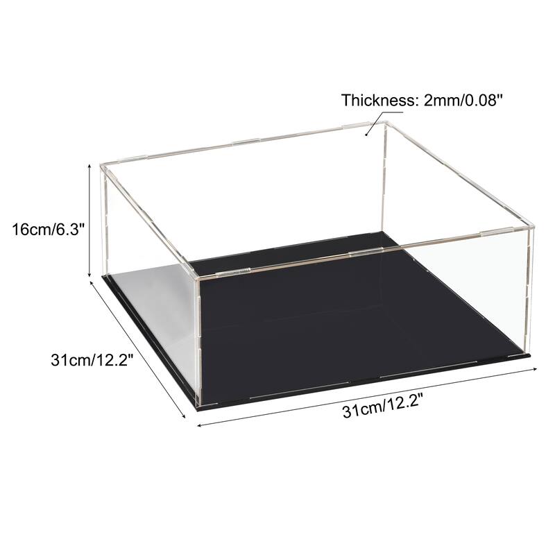 Acrylic Clear Display Case Box Dustproof Protection Showcase 30x30x15cm - Clear, Black
