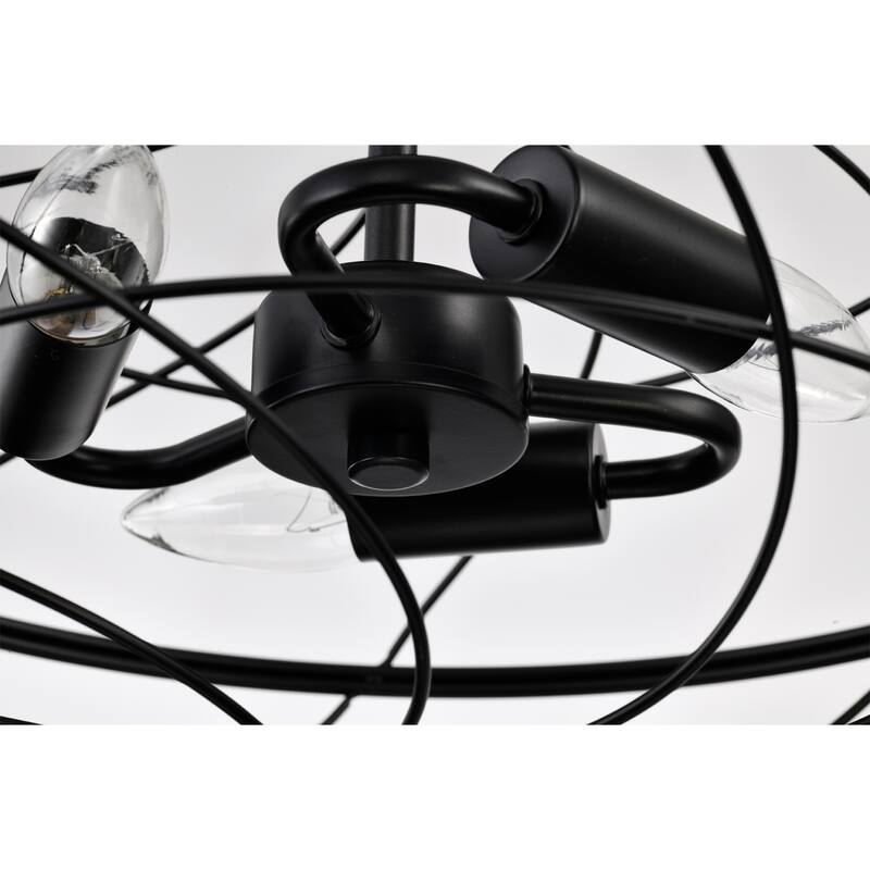 Sagi 17 Inch Matte Black Semi Flush Mount with 3 Light