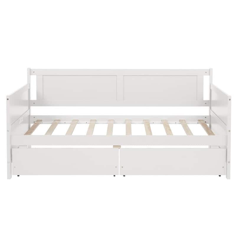Twin-Size Pine Wood Daybed with Dual Storage Drawers‌