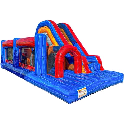 XJUMP 13' Retro U Run Commercial Grade Inflatable Bounce House Obstacle Course (with Air Blower) Outdoor Jumper for Kids