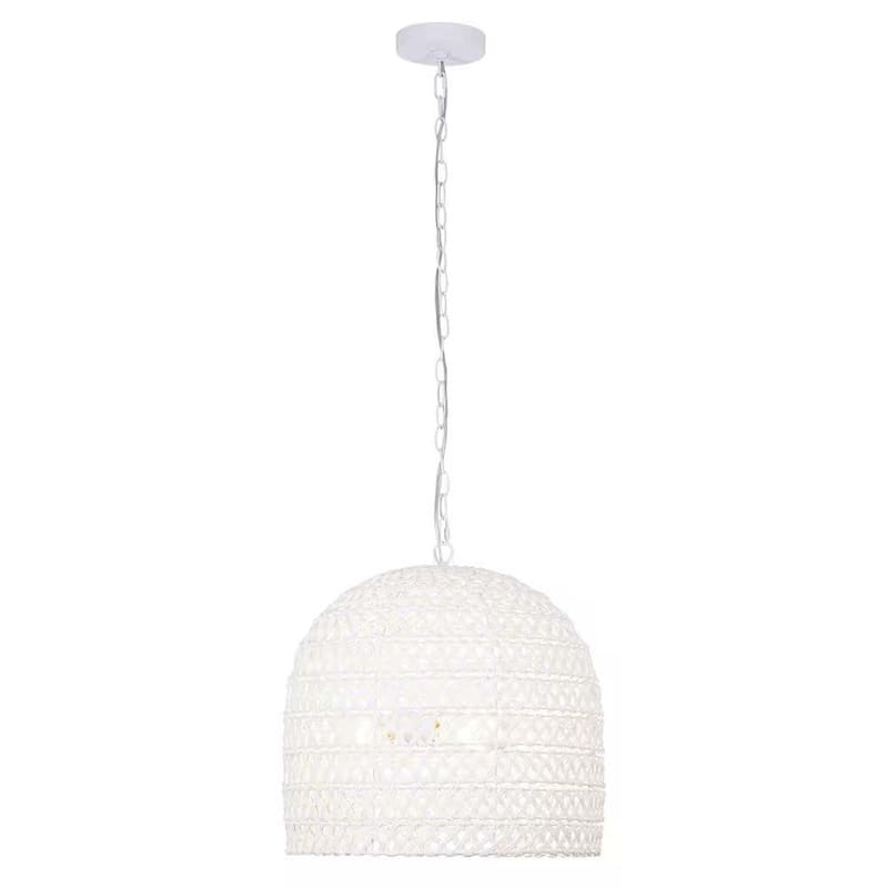 Alsy Nantucket 18"W 3-Light Matte White Woven Wicker Rope Large Pendant Light Fixture, Coastal Style - Matte White