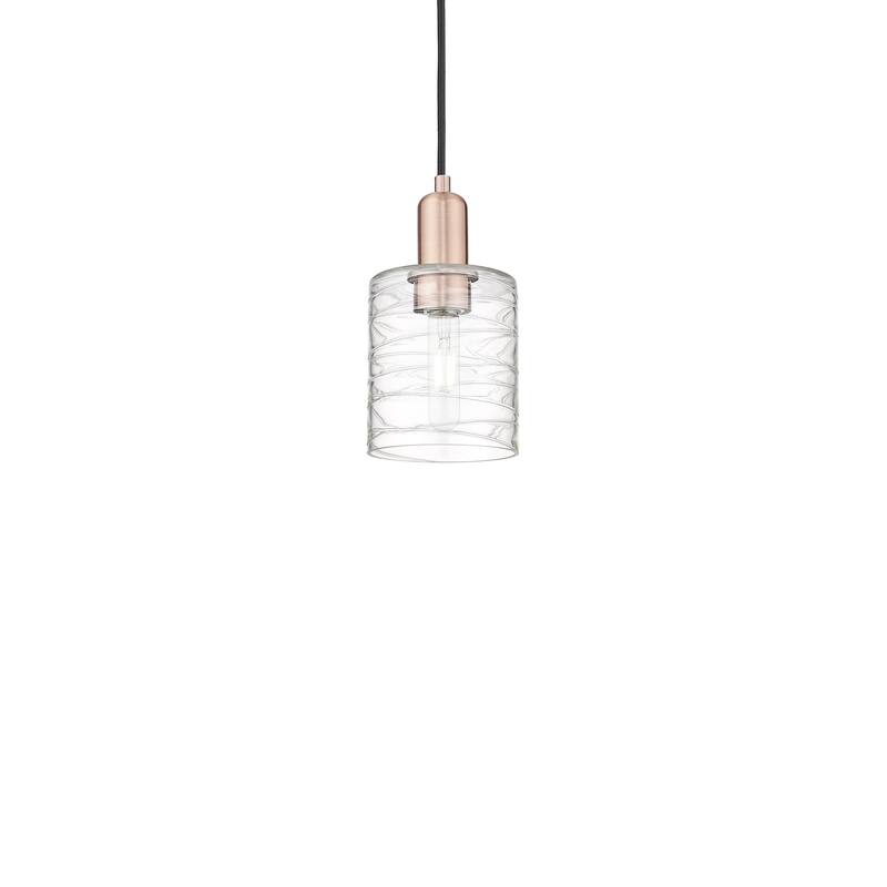 Innovations Lighting 716-1P-10-5 Cobbleskill Pendant Cobbleskill 5" - Antique Copper / Deco Swirl