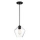 preview thumbnail 1 of 1, Minka-Lavery Clarity 1-Light Pendant-Modern, Coal Black Finish, Clear Glass Shades