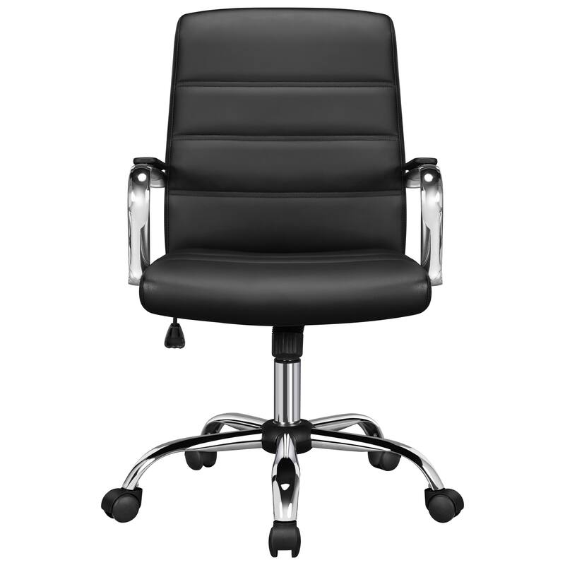 Yaheetech Adjustable Mid-Back Faux Leather Swivel Office Chair with Height-Adjustable Seat