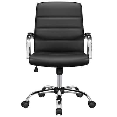 Yaheetech Adjustable Mid-Back Faux Leather Swivel Office Chair with Height-Adjustable Seat