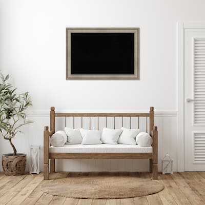 Mezzanine Antique Silver Narrow Wood Framed Black Corkboard Bulletin Board