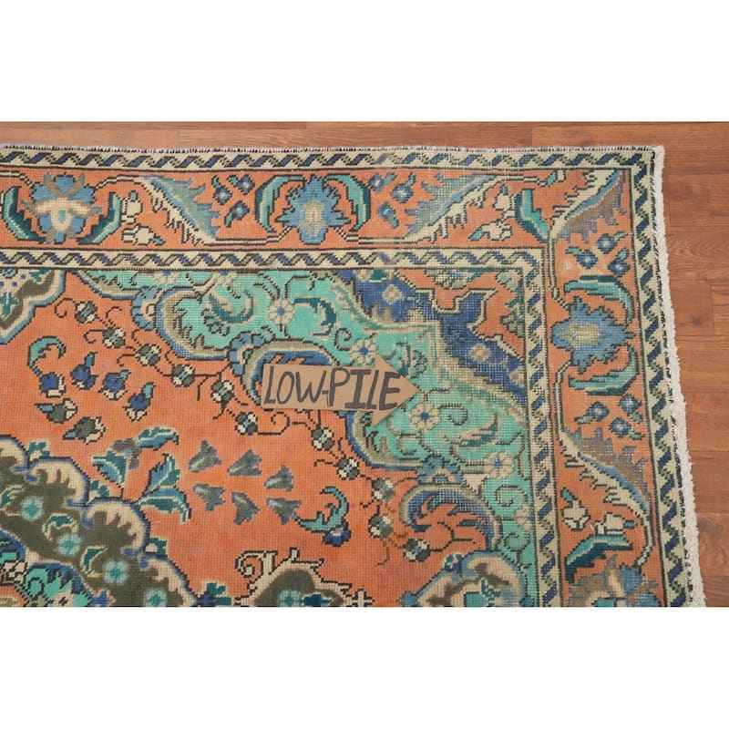 Hand Knotted Oriental 100% Wool Carpet Traditional Floral Oranges & Rust Tabriz Area Rug - 6' 3'' X 4' 5''
