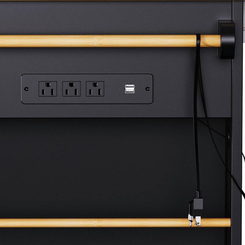 48" Rolling Kitchen Island with Drop Leaf, Power Outlet & 2 Bar Stools, Storage Cart with Drawers & Racks