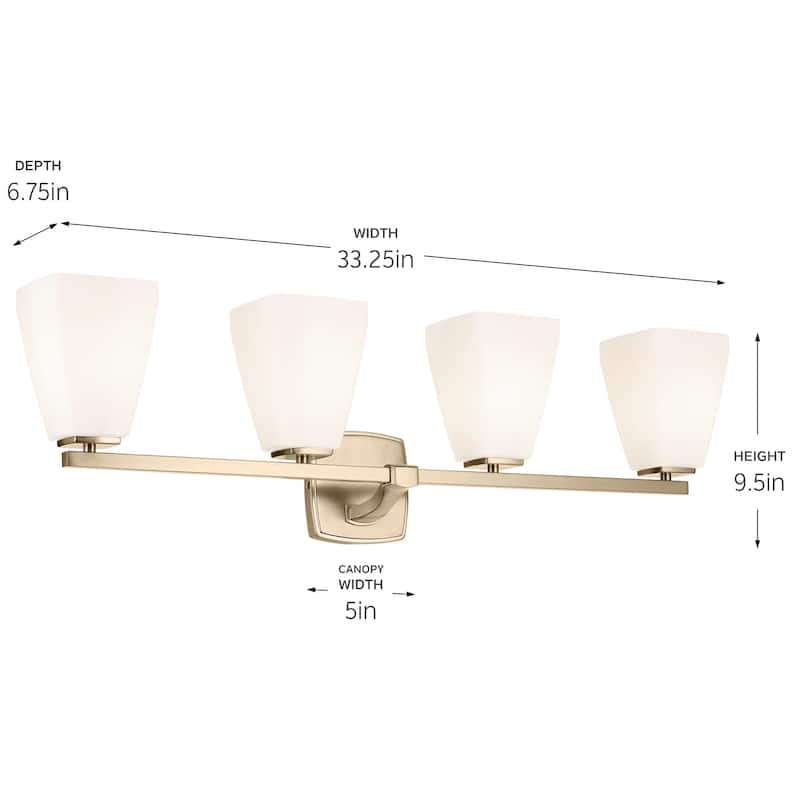 Kichler Lighting Marant 33.25" 4-Light Vanity Light with Opal Glass in Champagne Bronze