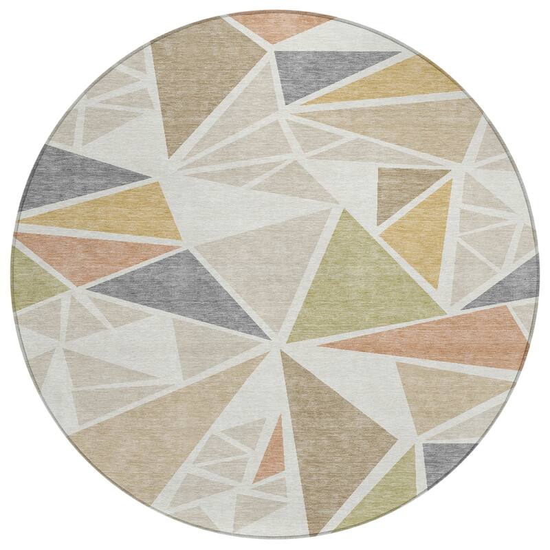 Machine Washable Indoor/ Outdoor Abstract Mosaic Chantille Rug