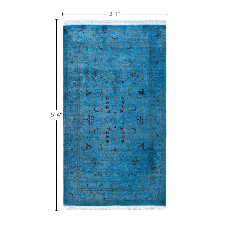 Fine Vibrance One-of-a-Kind Hand-Knotted Area Rug - Blue, 3' 1" x 5' 4" - 3' 1" x 5' 4"
