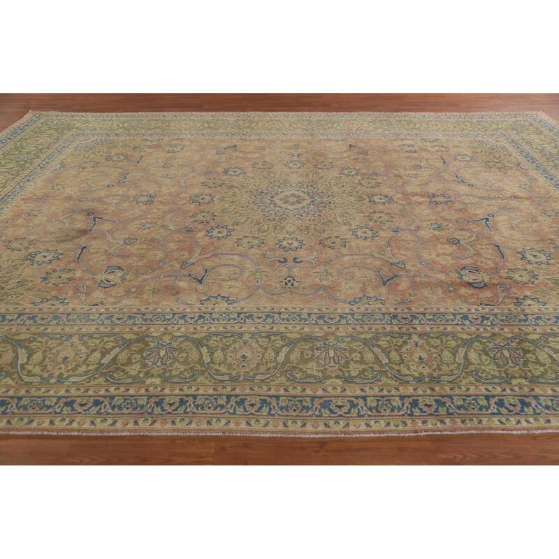 Hand Knotted Oriental 100% Wool Carpet Traditional Floral Pink Kashmar Area Rug - 12' 6'' X 9' 9''