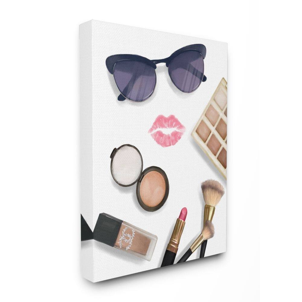 Stupell Fashion Glam Accessories and Cosmetics Lipstick Kiss Canvas Wall Art - Multi-Color