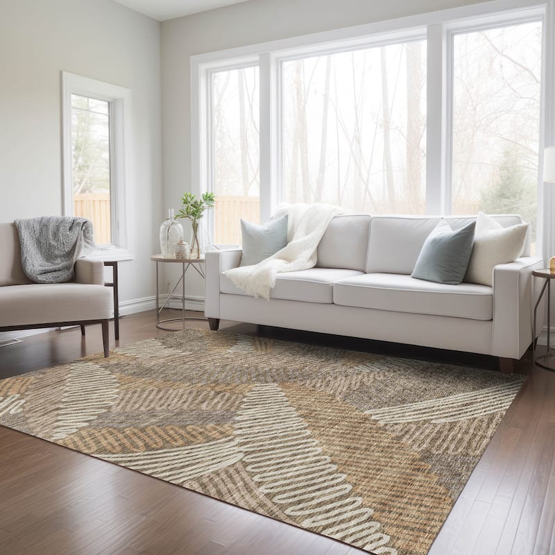 Machine Washable Indoor/ Outdoor Chantille Contemporary Squiggles Rug