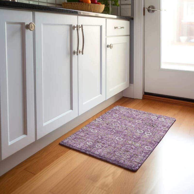 Premium Washable Super Soft Boho Global Mayfield Rug - Lavender - 1' 8" x 2' 6" - Rectangle