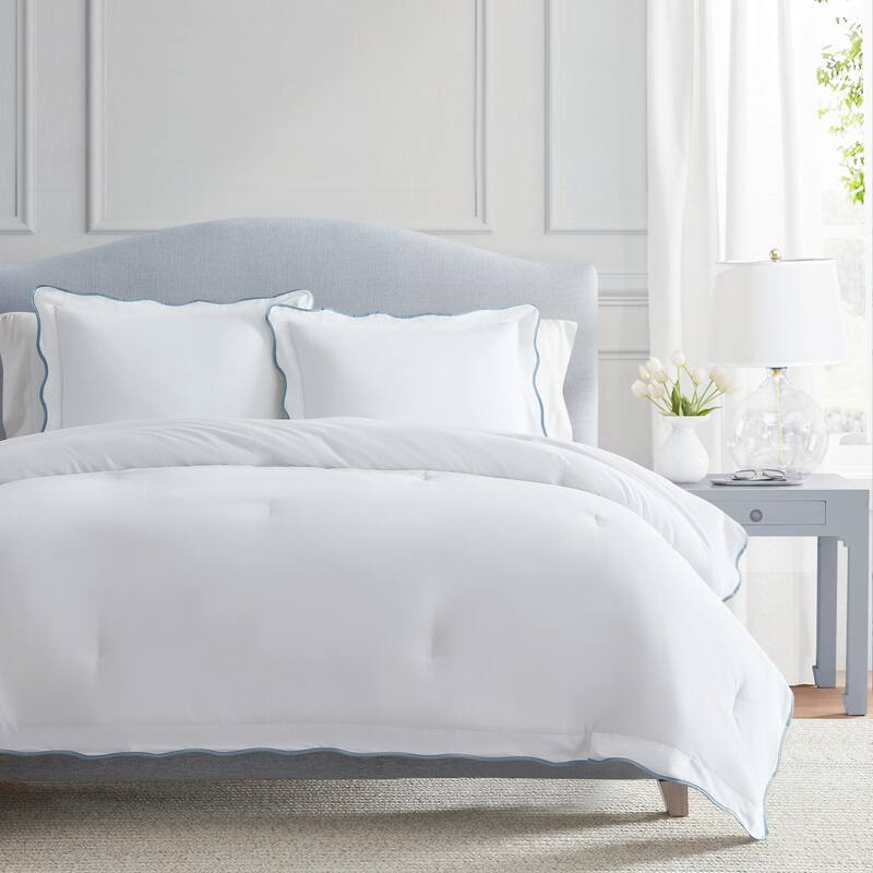 Martha Stewart Simple Scallop Cotton Duvet Cover Set
